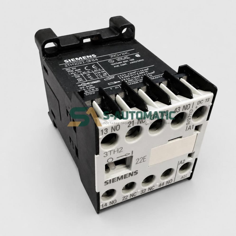 Вспомогательный контактор 24VDC 2NO+2NC 3TH2022-10FB4 Siemens