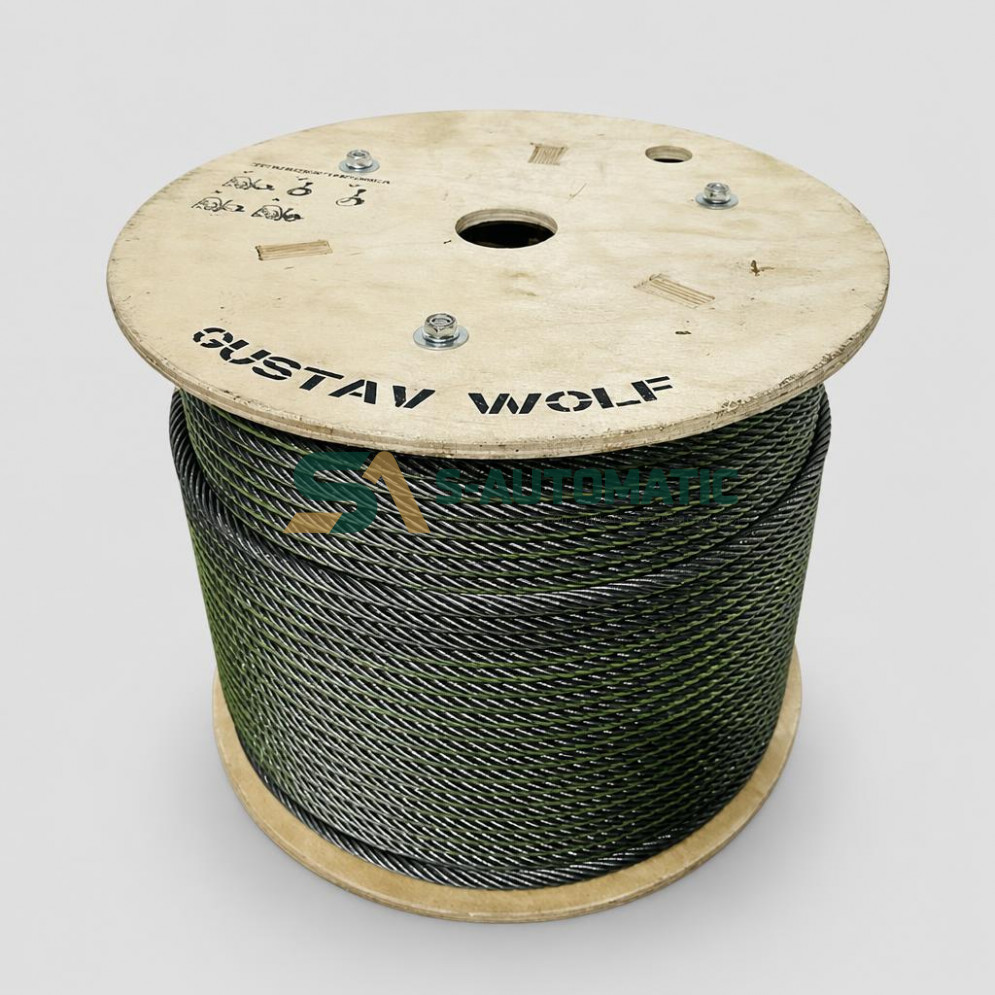 Канат стальной лифтовый 8,0мм PAWO F7 8x19W-IWRC 40,6кН Gustav Wolf
